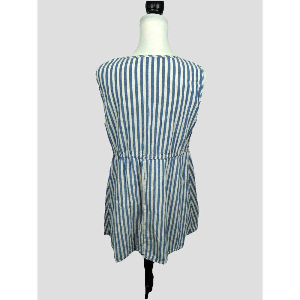 Shein Curve Sundress Plus Sz 2XL Chambray Blue & White Stripe V Neck Sleeveless - Picture 6 of 9
